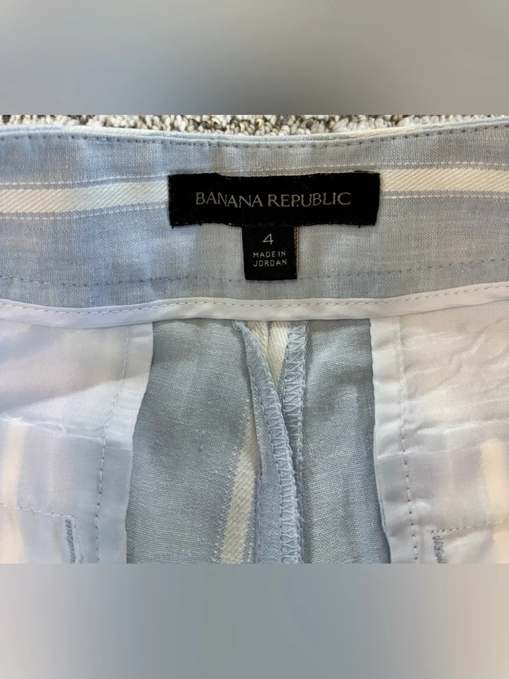 Banana Republic Women’s Size 4‎ Blue-White Avery Linen-Blend Pants